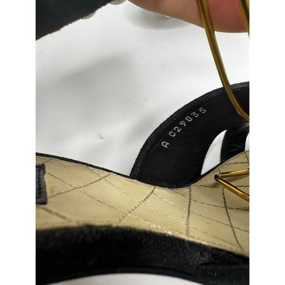 Chanel Black Grosgrain Faux Pearl Sandals EU 37.5 Luxury Designer Slide Sandals - Picture 7 of 12